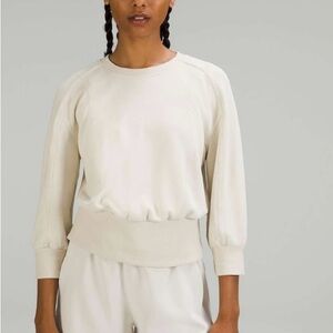Lululemon Softstreme Ribbed Hem Pullover Natural Ivory Sweatshirt Top Sz 6